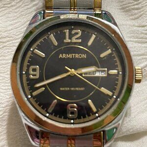 Armitron Stainless Steel Watch with Metal Bezel & Date Display